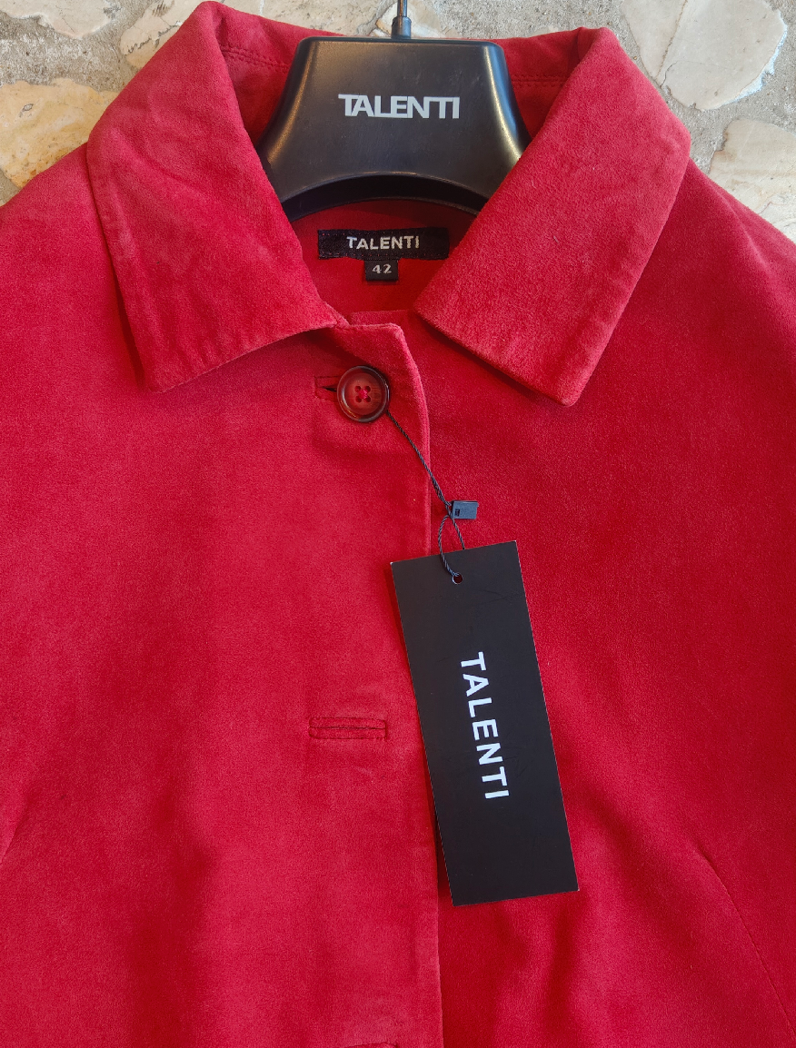 Giacca in pelle camoscio Rosso
