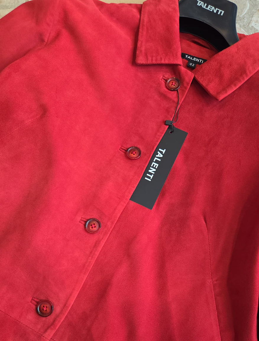 Giacca in pelle camoscio Rosso