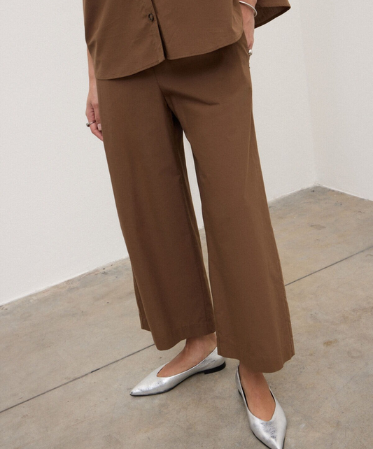 Pantaloni cropped in popeline