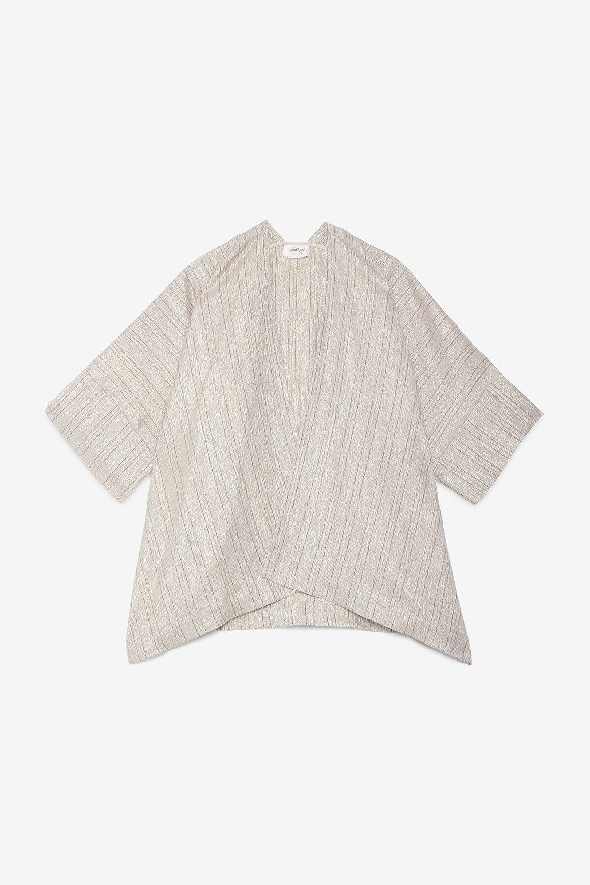 Kimono gessato in viscosa e lino