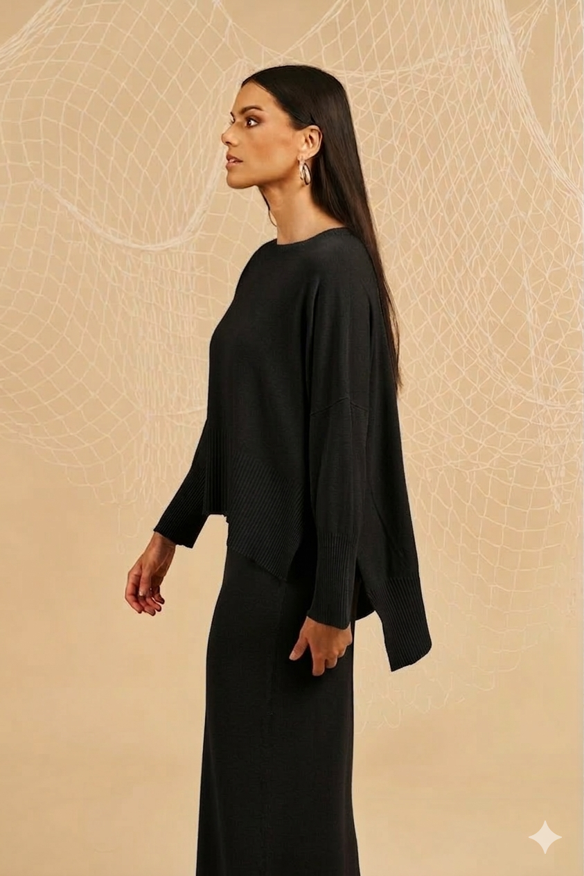 Maglia over manica lunga - nero