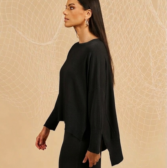 Maglia over manica lunga - nero