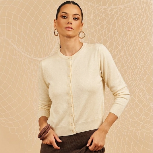 Cardigan in viscosa - crema
