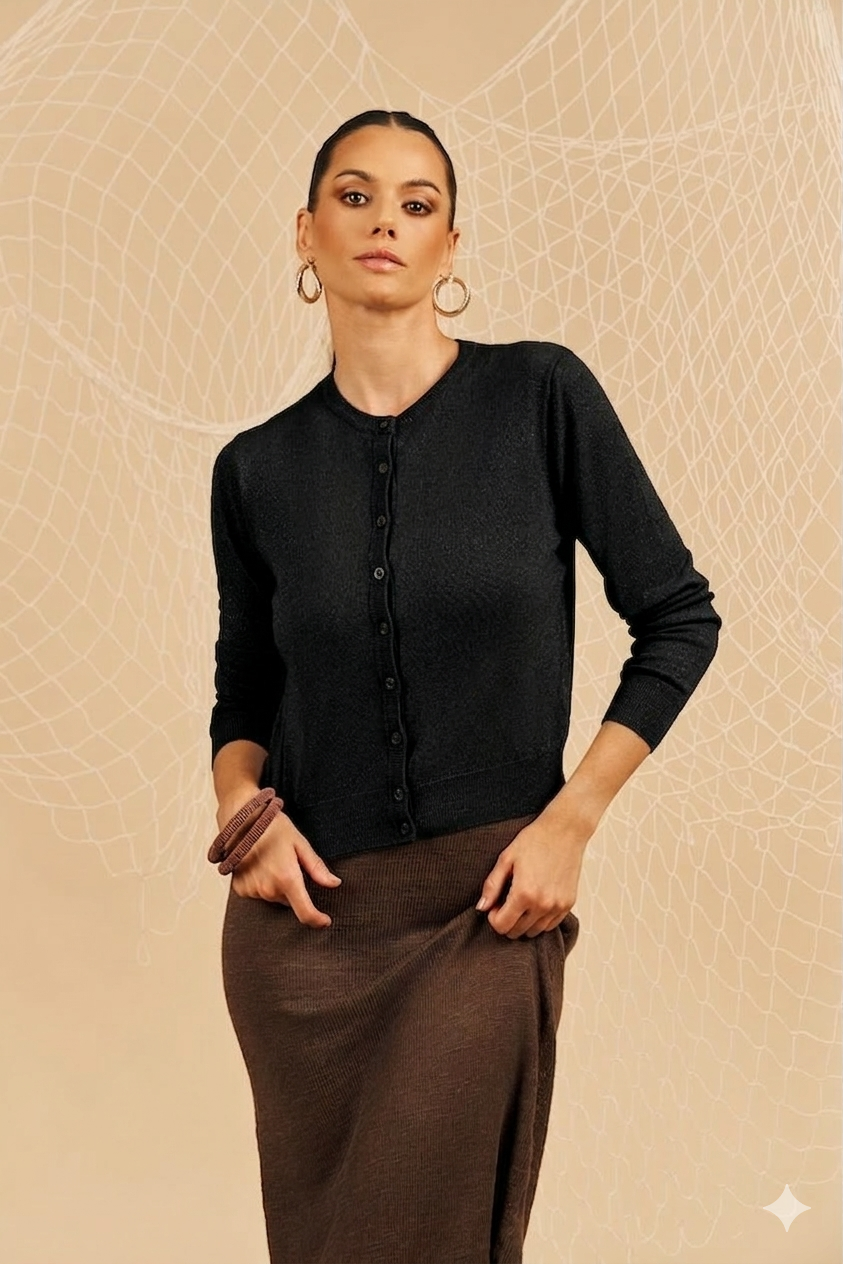 Cardigan in viscosa - nero