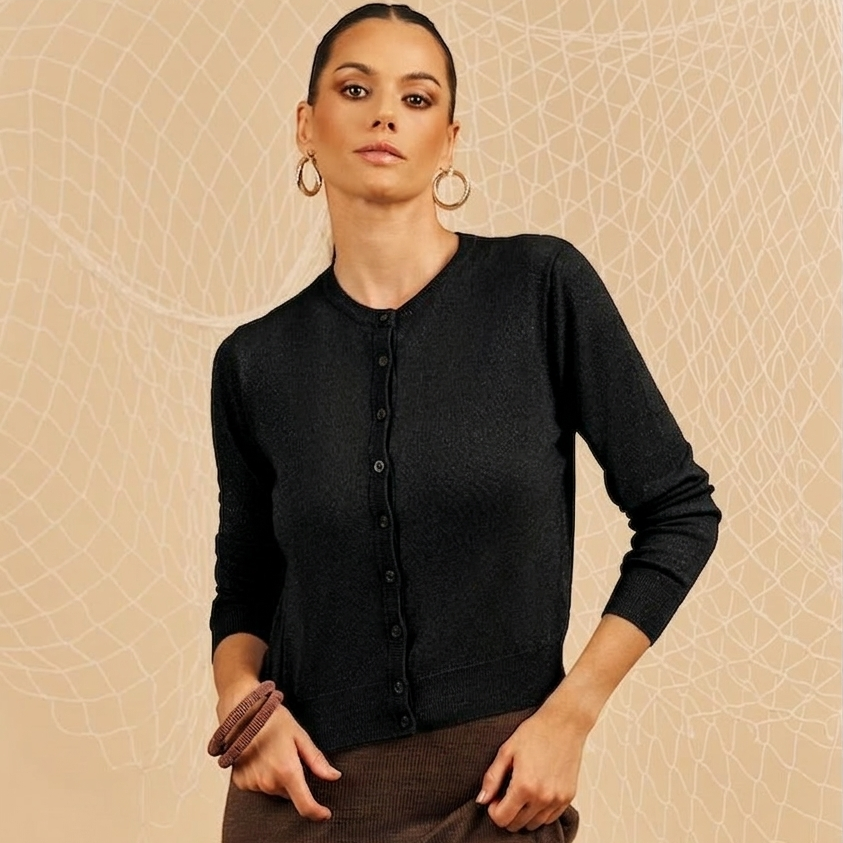 Cardigan in viscosa - nero