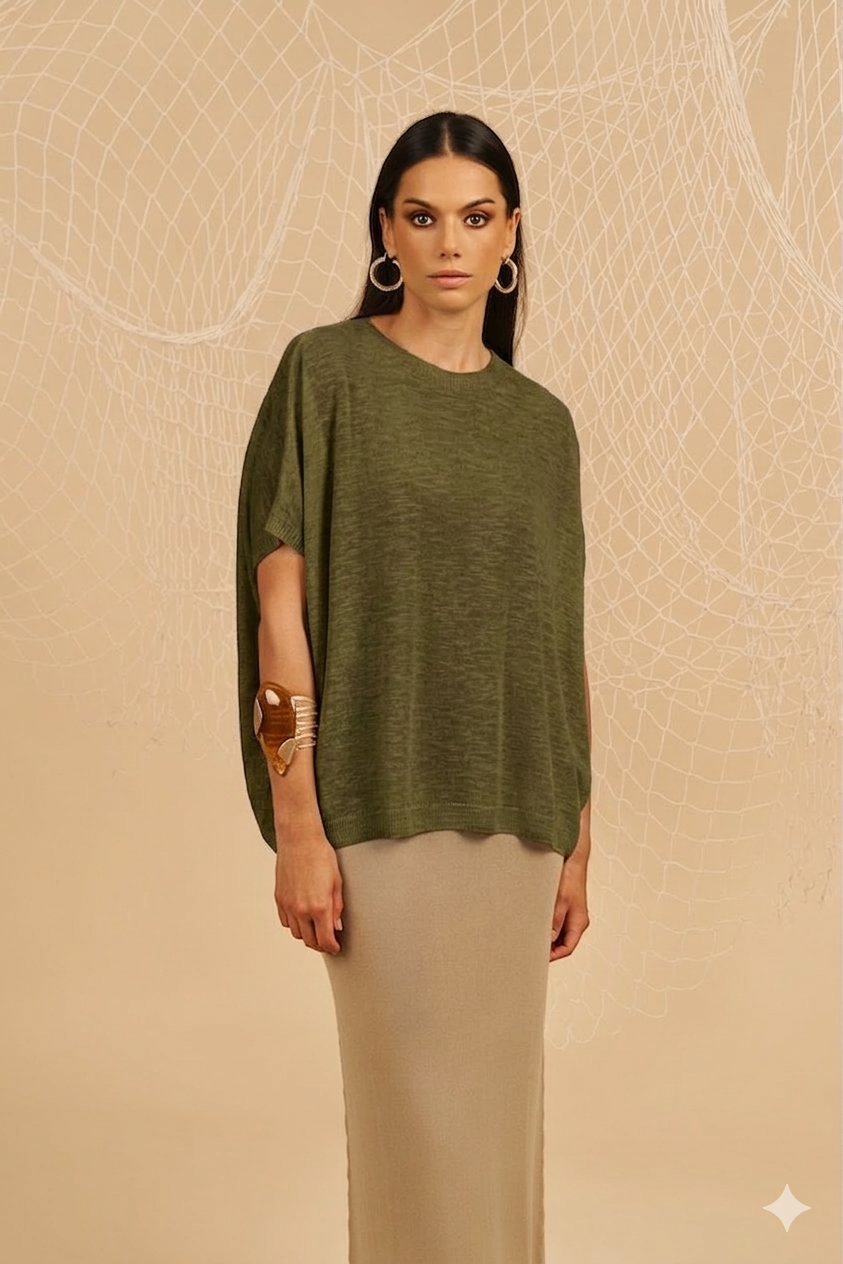Maglia a girocollo manica corta - militare
