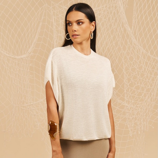 Maglia a girocollo - crema