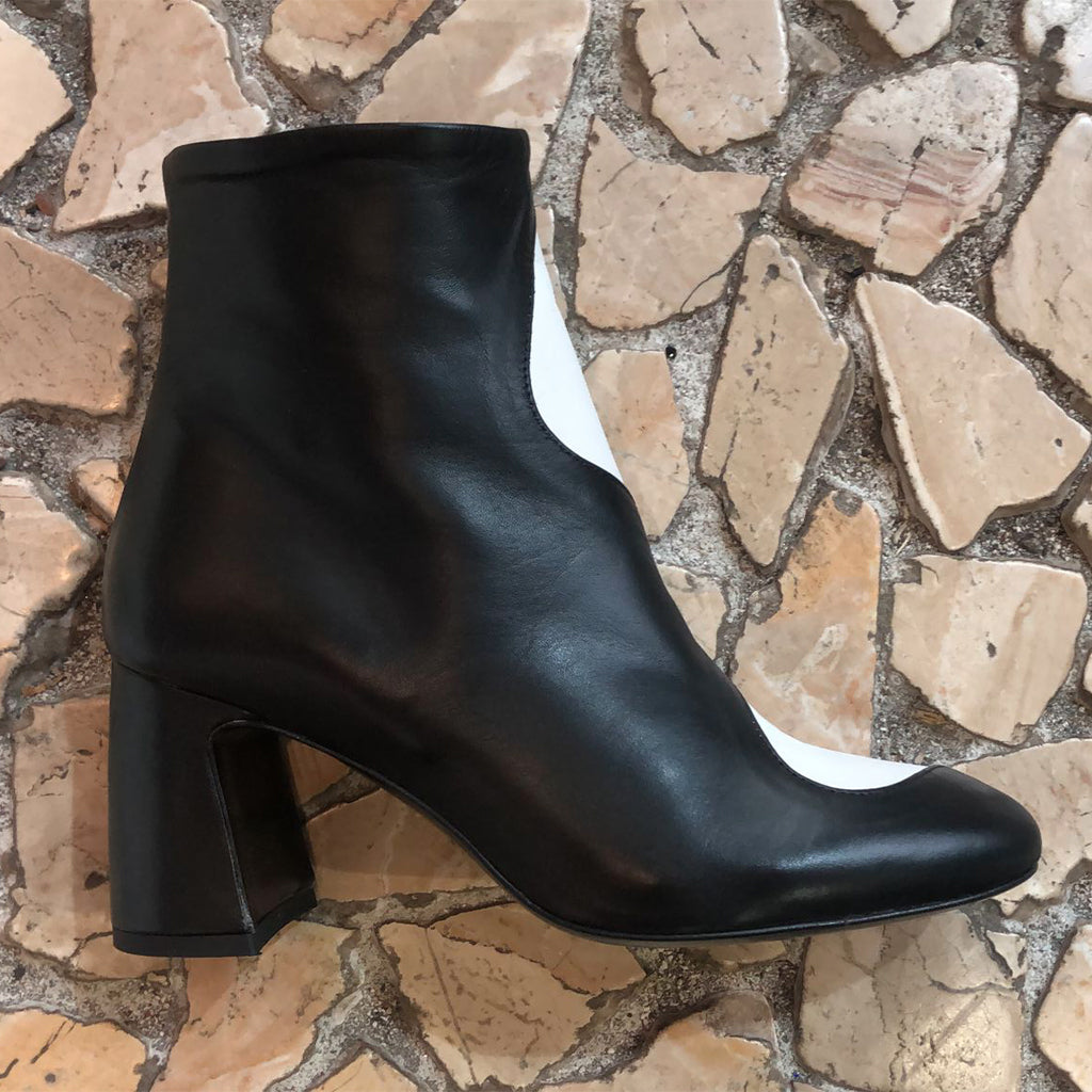 A.I. SALDI - Tronchetto nappa bianco e nero - Serena