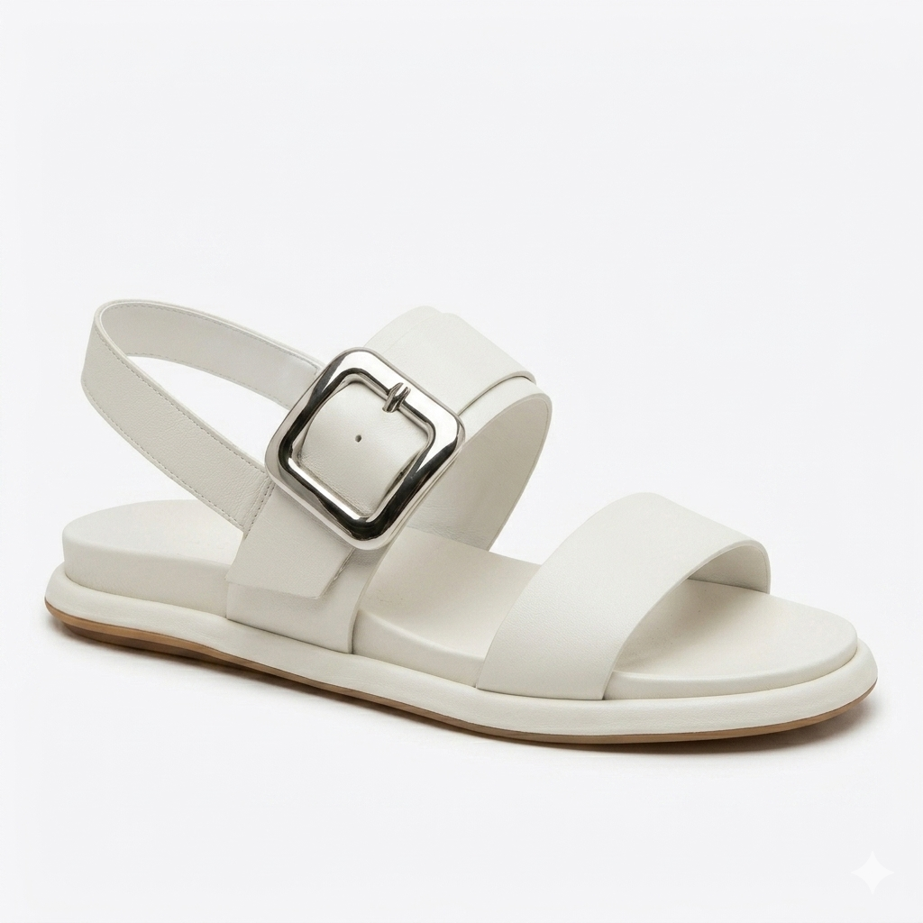 Sandalo con due fasce in pelle