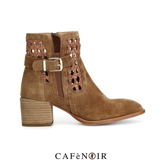 A.I. SALDI - Tronchetto in pelle scamosciata e intreccio con fibbia