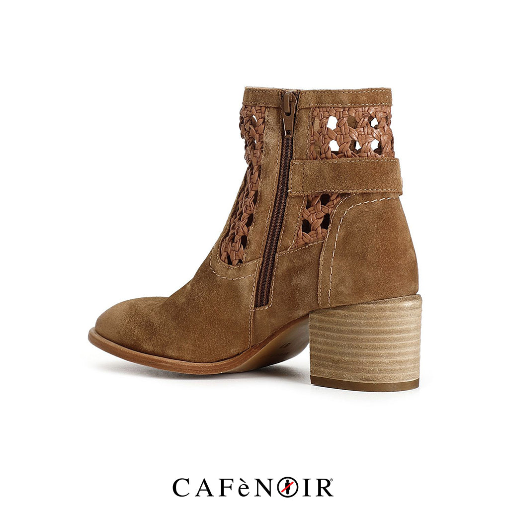 A.I. SALDI - Tronchetto in pelle scamosciata e intreccio con fibbia