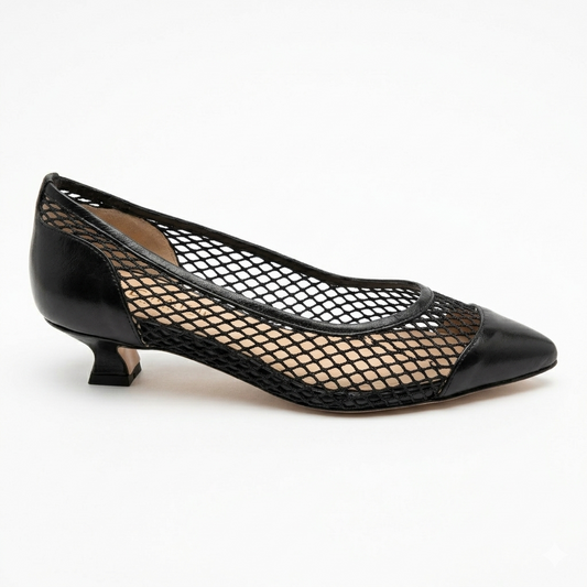 Décolleté nappa rete nero